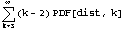 Underoverscript[∑, k = 3, arg3] (k - 2) PDF[dist, k]