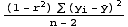((1 - r^2) ∑ (y_i - Overscript[y, _])^2)/(n - 2)