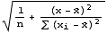 (1/n + (x - Overscript[x, _])^2/(∑ (x_i - Overscript[x, _])^2))^(1/2)